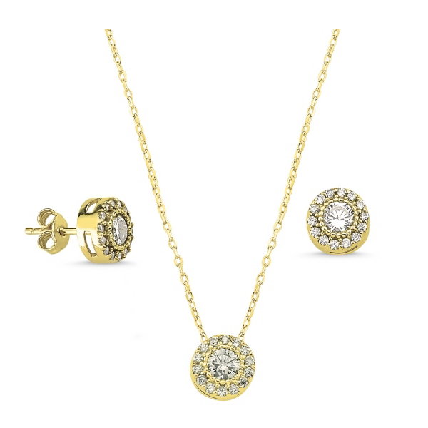 Set argint 925 aurit cu zirconii albe - Be Elegant STU0010 [1]